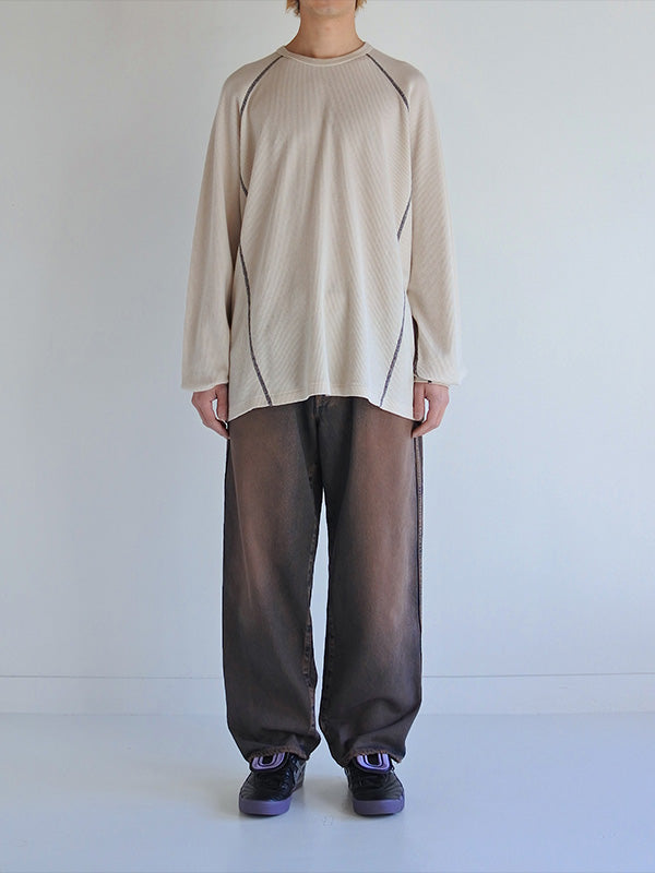 【ANACHRONORM - アナクロノーム】AN370 DESIGN STITCH WAFFLE L/S T-S / BEIGE (Tシャツ/ベージュ)