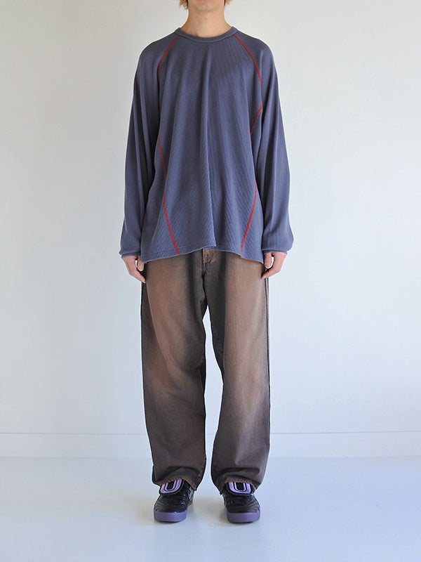 【ANACHRONORM - アナクロノーム】AN370 DESIGN STITCH WAFFLE L/S T-S / BLUE GREY (Tシャツ/ブルーグレー)