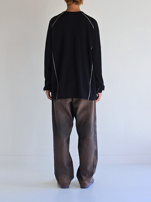 【ANACHRONORM - アナクロノーム】AN370 DESIGN STITCH WAFFLE L/S T-S / BLACK (Tシャツ/ブラック)