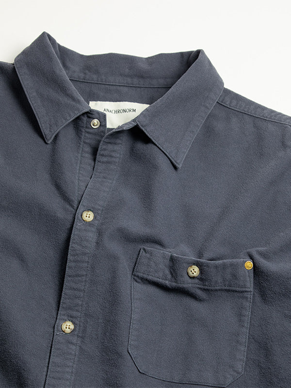 【ANACHRONORM - アナクロノーム】AN380 COTTON SUEDE WIDE SHIRTS BLUE GRAY / BLUE GRAY (シャツ/ブルーグレー)