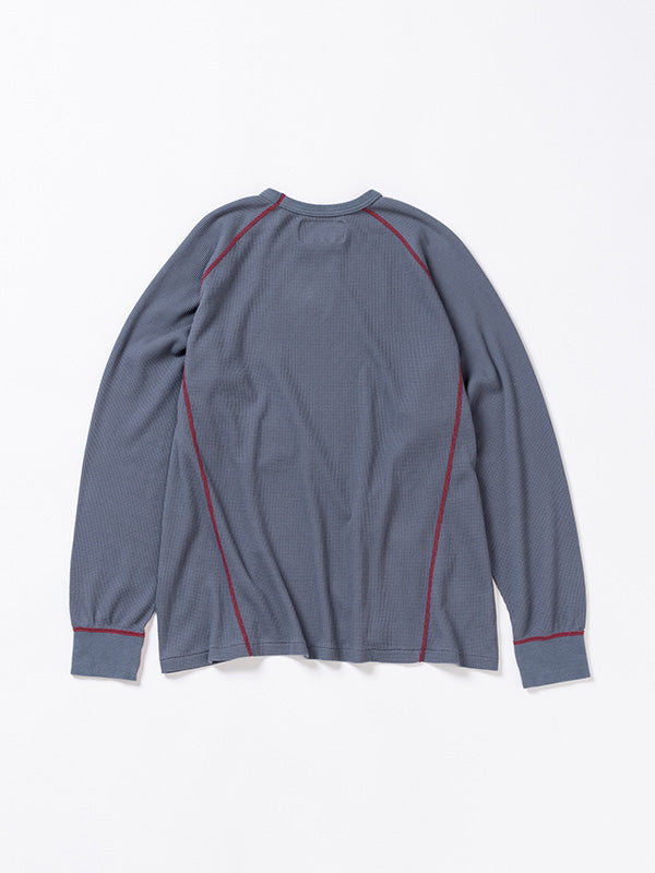 【ANACHRONORM - アナクロノーム】AN370 DESIGN STITCH WAFFLE L/S T-S / BLUE GREY (Tシャツ/ブルーグレー)
