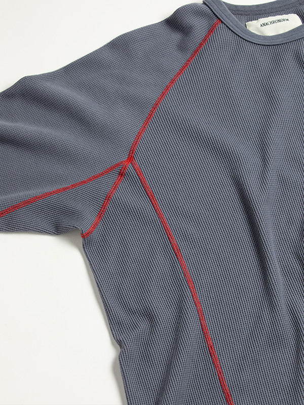 【ANACHRONORM - アナクロノーム】AN370 DESIGN STITCH WAFFLE L/S T-S / BLUE GREY (Tシャツ/ブルーグレー)