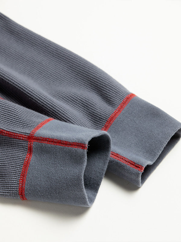 【ANACHRONORM - アナクロノーム】AN370 DESIGN STITCH WAFFLE L/S T-S / BLUE GREY (Tシャツ/ブルーグレー)