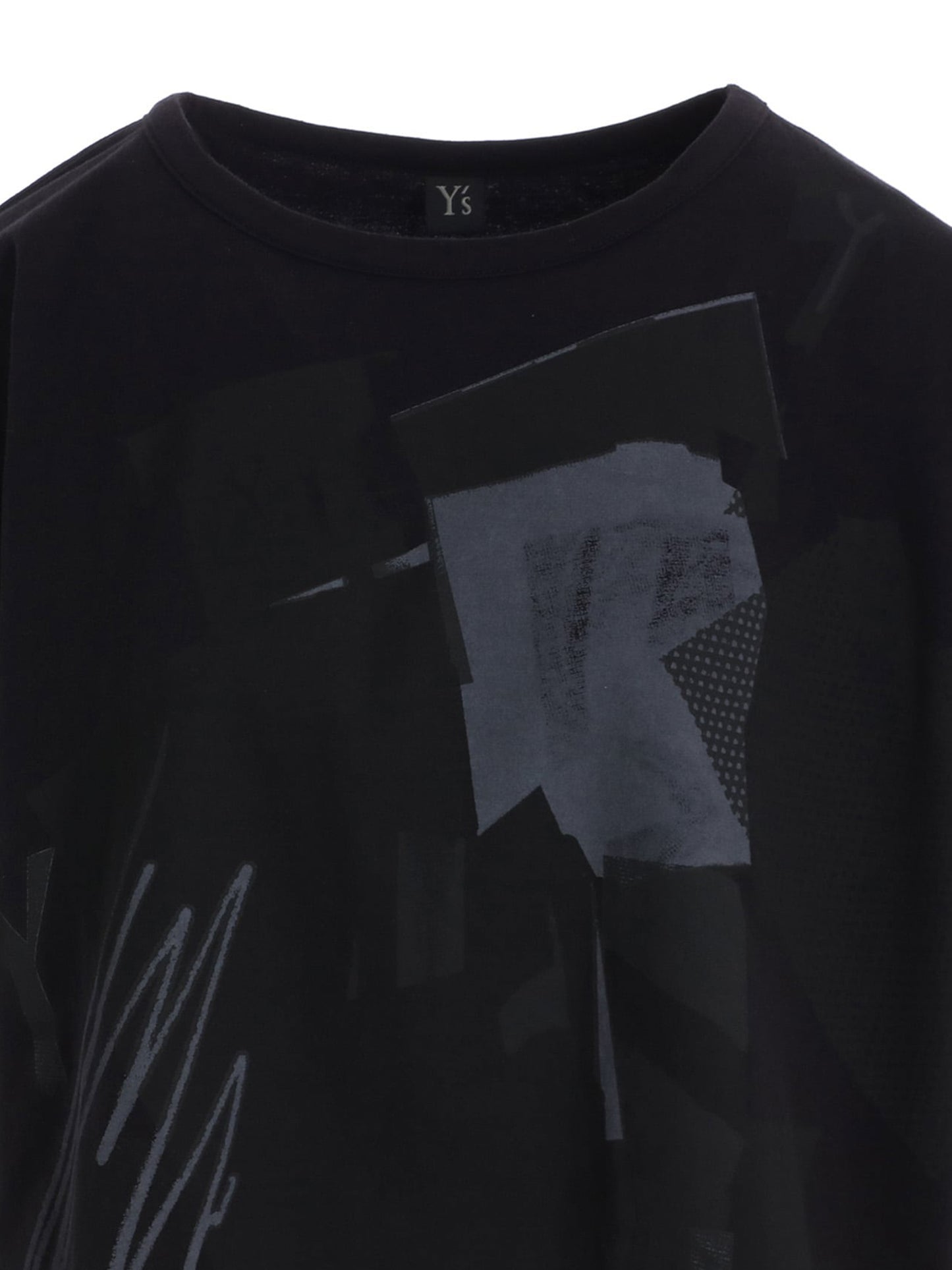 【Y's - ワイズ】Y'S COLLAGE PRINT LOOSE ROUND NECK T / BLACK (Tシャツ/ブラック)