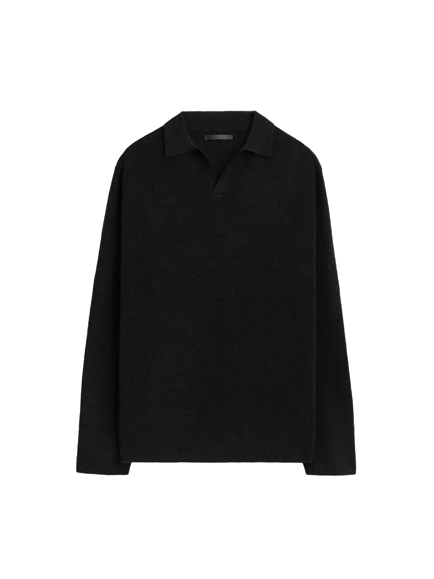【STAMPD - スタンプド】RIBBED KNIT LS POLO / BLACK (ニット/ポロシャツ/ブラック)