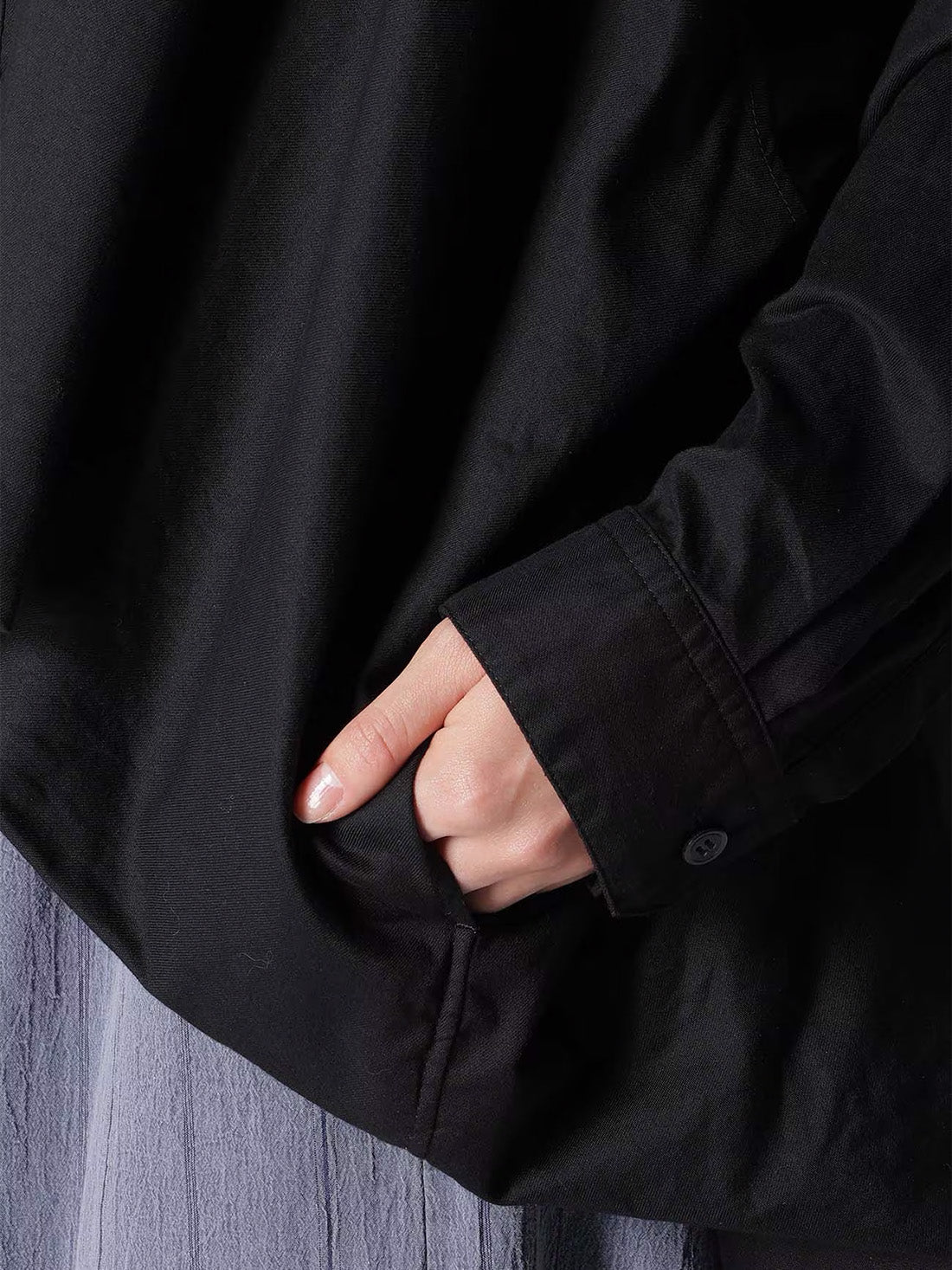 【Y's - ワイズ】Y's BORN PRODUT THIN COTTON TWILL DOUBLE FRONT OVERSIZED SHIRT / BLACK (シャツ/ブラック)