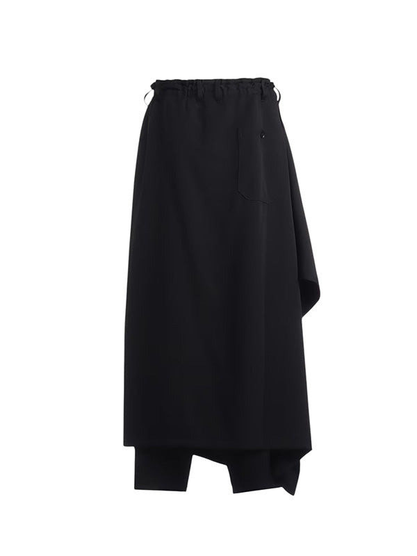 【Ground Y - グラウンドワイ】WOOL GABARDINE BOUND SKIRT PANTS / BLACK(パンツ/ブラック)