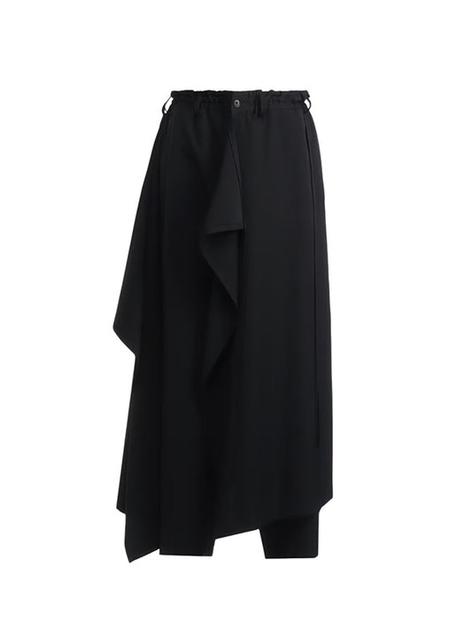 【Ground Y - グラウンドワイ】WOOL GABARDINE BOUND SKIRT PANTS / BLACK(パンツ/ブラック)