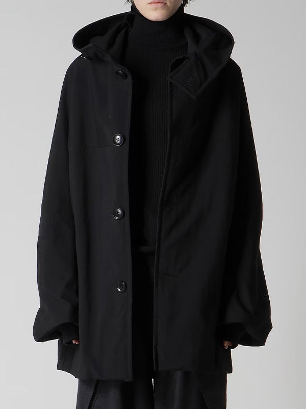 【Y's - ワイズ】NY/ VINTAGE OXFORD HOODIE COAT / BLACK (コート/ブラック)