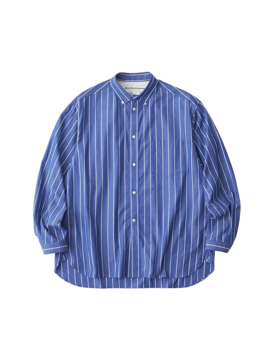 【White Mountaineering - ホワイトマウンテニアリング】MID GUSSET SLEEVE STRIPE BUTTON SHIRT / BLUE(シャツ/ブルー)