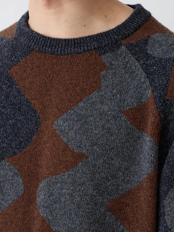 【White Mountaineering - ホワイトマウンテニアリング】INTARSIA KNIT PULLOVER / CHACOAL (ニット/チャコール)