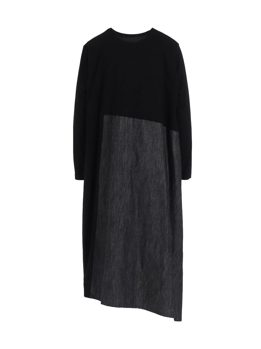 【Y's - ワイズ】DENIM COMBINATION LONG SLEEVE DRESS / BLACK (ドレス/ブラック)