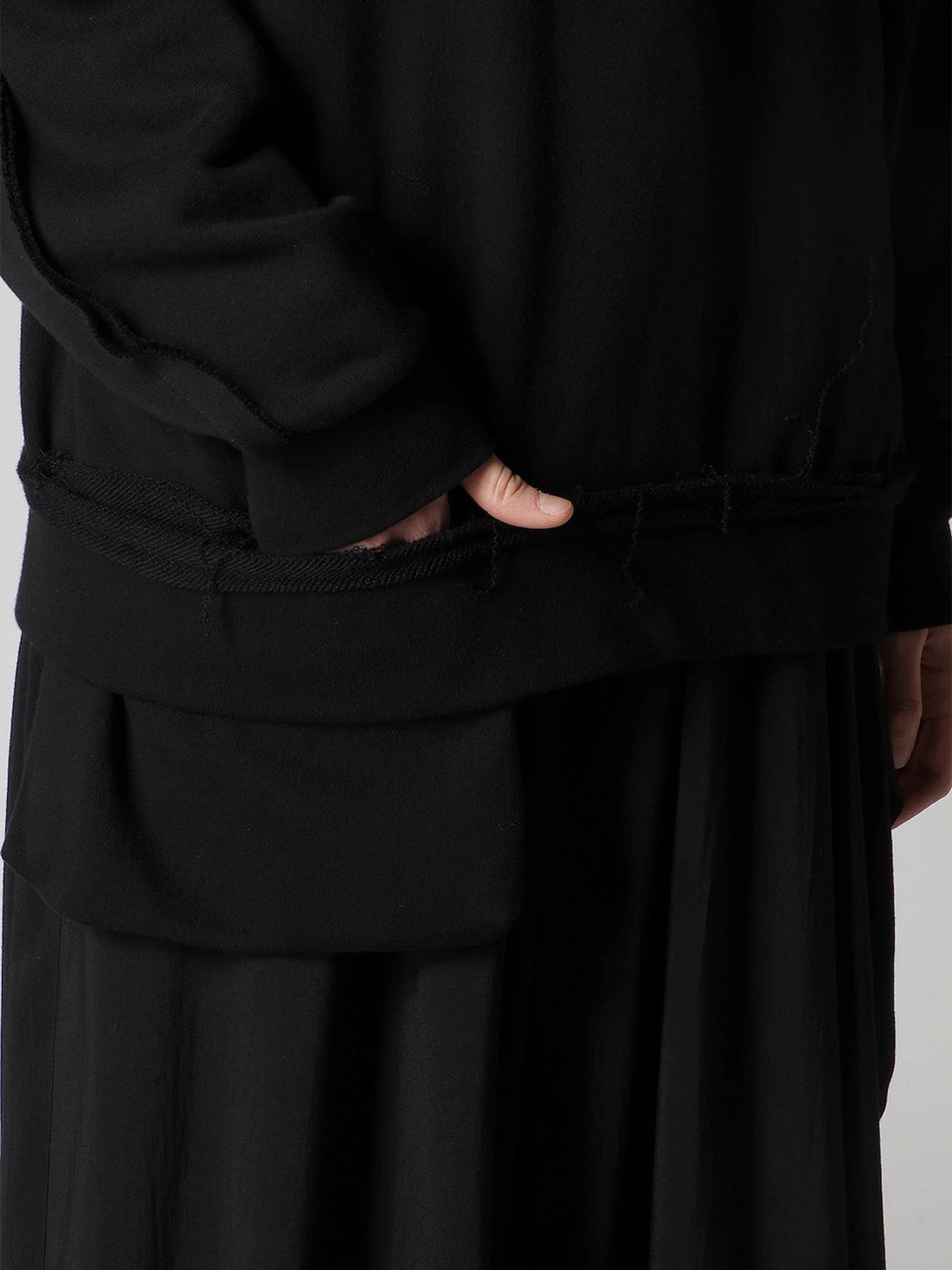 【Y's - ワイズ】SOFT FRENCHTERRY RIGHT POCKET SWEATSHIRT / BLACK (スウェット/ブラック)