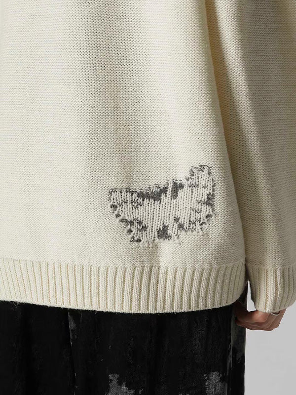 【Y's - ワイズ】REVERSIBLE INTARSIA W JQ PULLOVER / OFF WHITE (ニット/オフホワイト)