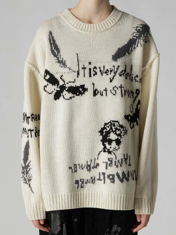 【Y's - ワイズ】REVERSIBLE INTARSIA W JQ PULLOVER / OFF WHITE (ニット/オフホワイト)