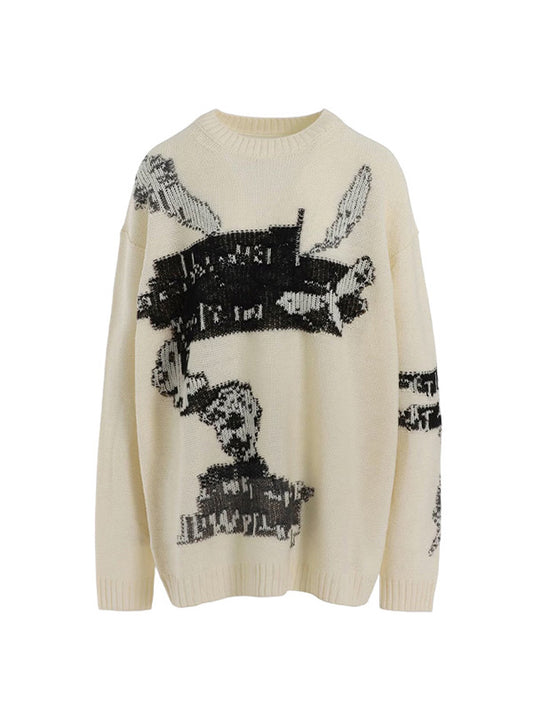 【Y's - ワイズ】REVERSIBLE INTARSIA W JQ PULLOVER / OFF WHITE (ニット/オフホワイト)