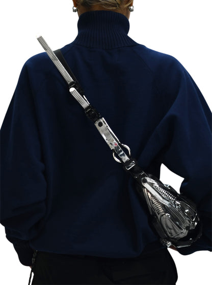 【INNERRAUM - インナーラム】Module M02 SMALL HALF MOON BAG / PATCHWORK BLACK（バッグ / パッチワークブラック）