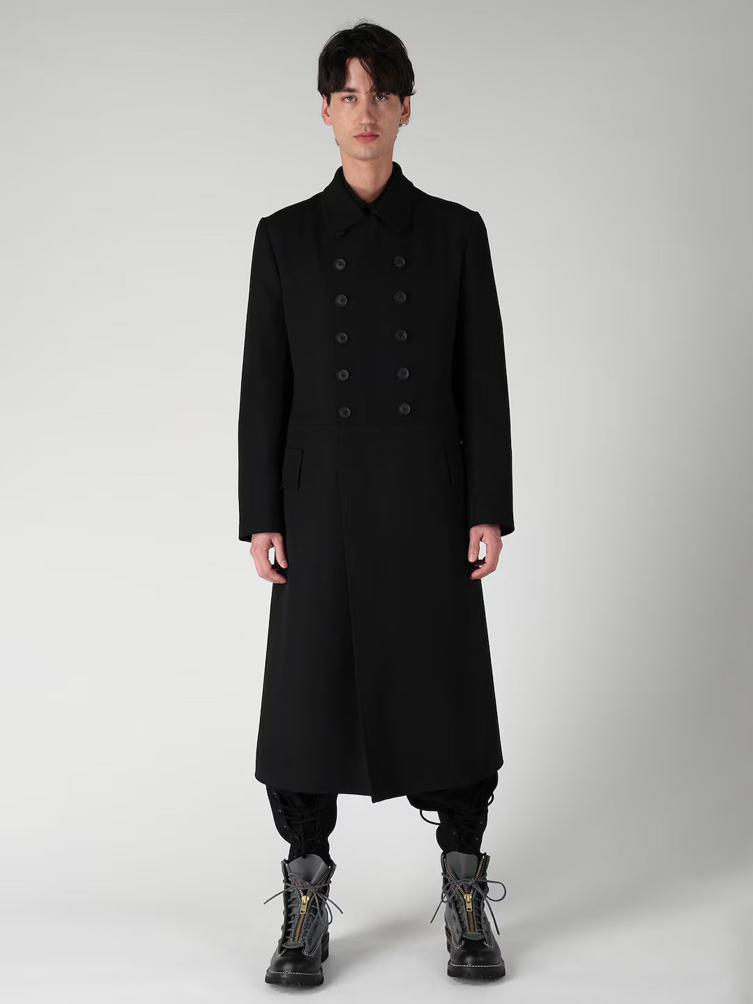 【Yohji Yamamoto POUR HOMME - ヨウジヤマモト プールオム】ARMY GABARDINE NAPOLEON JACKET（ジャケット/ ブラック)