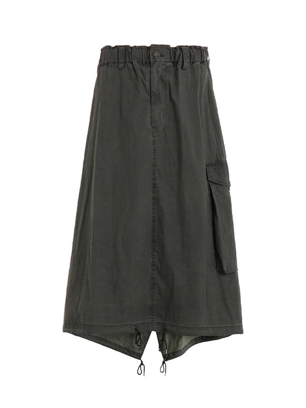 【Y's - ワイズ】C/N PIGMENT COATED FISH TAIL SKIRT  / KHAKI (スカート/カーキ)