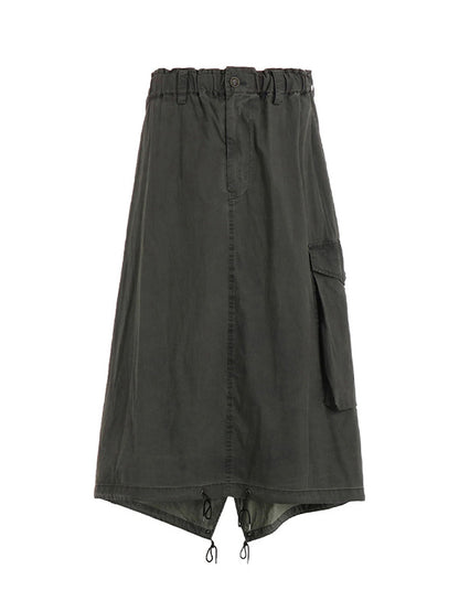 【Y's - ワイズ】C/N PIGMENT COATED FISH TAIL SKIRT  / KHAKI (スカート/カーキ)