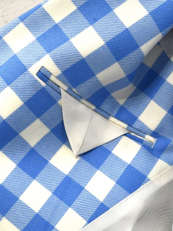 【TSTS -ティーエスティーエス】GINGHAM WOOL DOUBLE BREASTED BLAZER / BLUE GIMGHAM (ジャケット/ブルーギンガム)