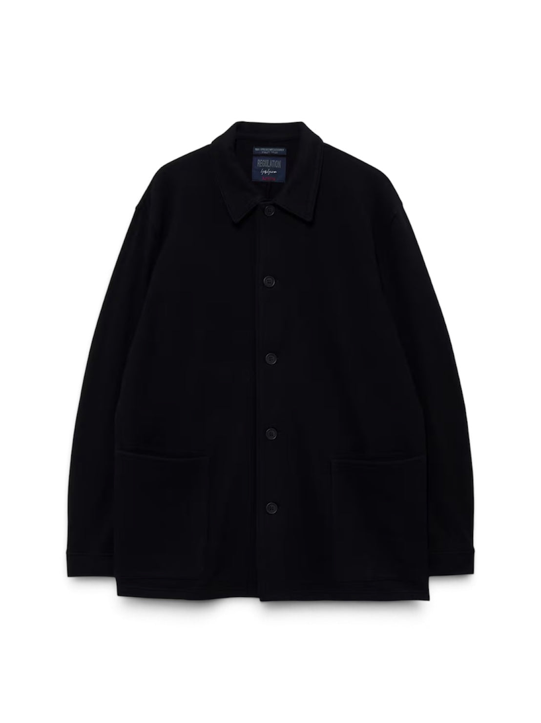 【Yohji Yamamoto POUR HOMME - ヨウジヤマモト プールオム】WOOL COMBED YARN SINGLE JERSEY RE SHIRT JACKET（ジャケット/ ブラック)