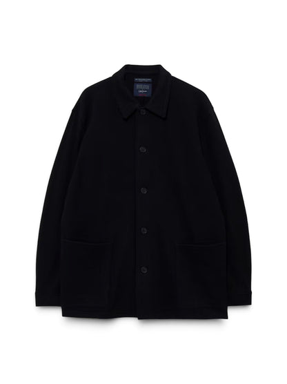 【Yohji Yamamoto POUR HOMME - ヨウジヤマモト プールオム】WOOL COMBED YARN SINGLE JERSEY RE SHIRT JACKET（ジャケット/ ブラック)