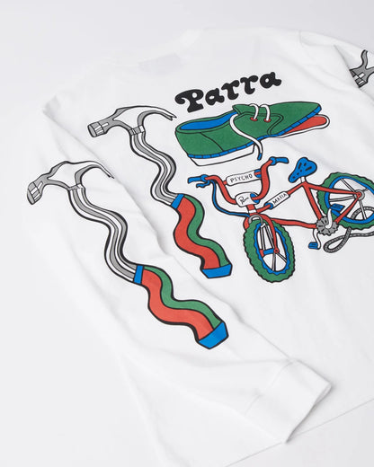 【by Parra - バイパラ】BIKE HAMMER LONG SLEEVE / WHITE (Tシャツ/ホワイト)