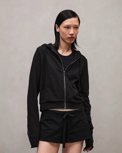 【entire studios - エンタイアスタジオ】LIGHTWEIGHT CROPPED ZIP-UP / BLACK (パーカー/ブラック)