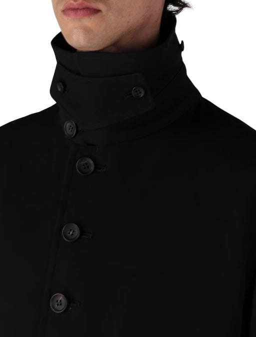 ワイズフォーメンのウールのPコート冬 用 黒 Y's Y's for men - ワイズフォーメン】WOOL GABARDINE STAND COLLAR COAT