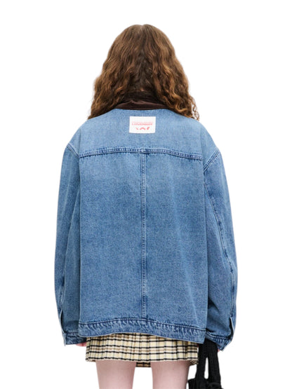 【Charles Jeffrey Loverboy - チャールズ ジェフリー ラバーボーイ】 Denim Jacket With Corduroy Collar / BLUE (ジャケット/ブルー)