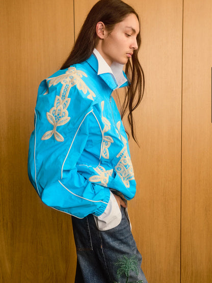 【BLUE MARBLE - ブルーマーブル 】Turquoise Embroidered Track Jacket / Turquoise(トラックジャケット/ターコイズ)