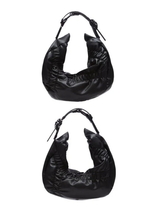 【INNERRAUM - インナーラム】OBJECT HM2 SMALL CRUNCH HALF MOON BAG / BLACK（バッグ / ブラック）