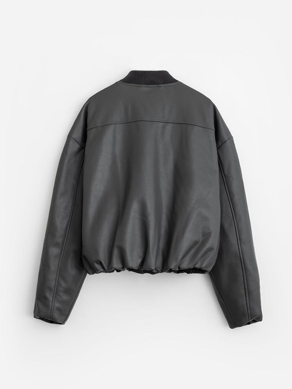 30%OFF【STAMPD - スタンプド】FAUX LEATHER OVERSIZED CROPPED BOMBER / BLACK (ジャケット/ブラック)