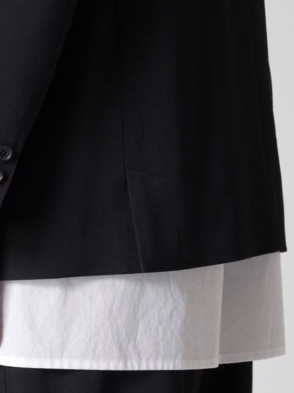 【Y's for men-ワイズフォーメン】WOOL GABARDINE JACKET WITH A RIGHT LAPEL TAB(ジャケット/ブラック)