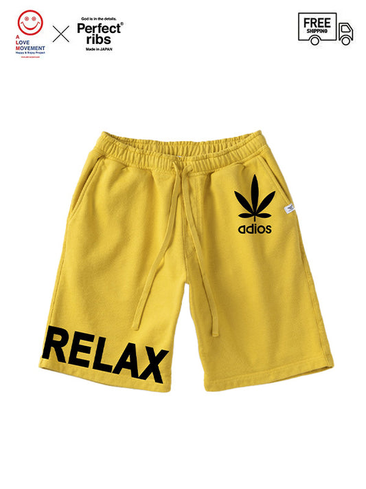 【Perfect ribs® × ALM】(adios & RELAX) Sweat Short Pants / Vintage Yellow