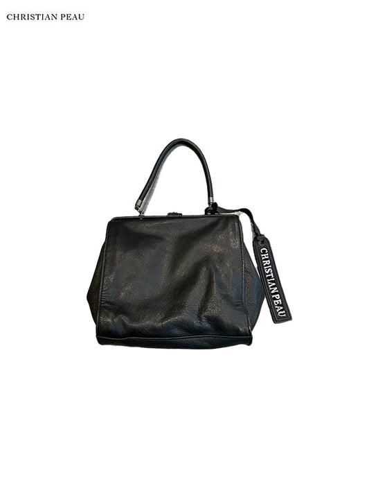 【Christian Peau - クリスチャンポー】CP SQUARE 2way GUAMAGUTHI BAG /BLACK(レザーバック/ブラック）