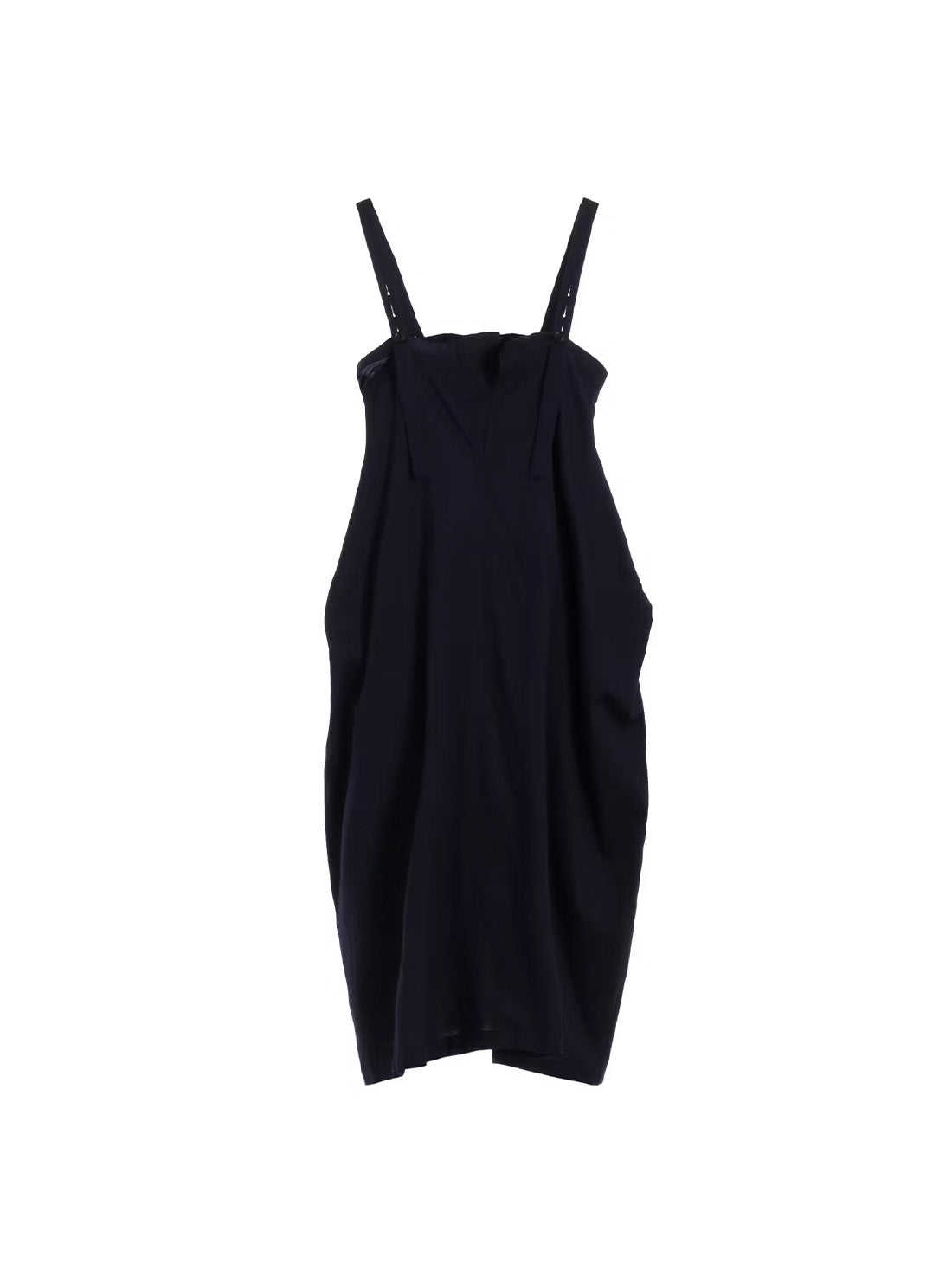 【Y's - ワイズ】Y's BORN PRODUT THIN COTTON TWILL ASYMMETERIC SHOULDER STRAP DRESS /NAVY(ドレス/ネイビー)