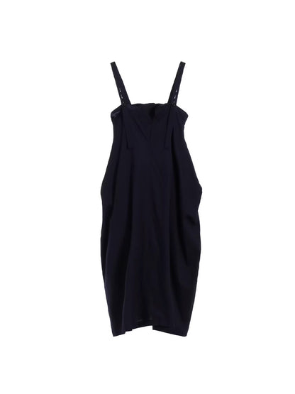 【Y's - ワイズ】Y's BORN PRODUT THIN COTTON TWILL ASYMMETERIC SHOULDER STRAP DRESS /NAVY(ドレス/ネイビー)