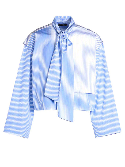 【Y's.... - ワイズビー】 STRIPE SHIRT WITH BOWTIE/LIGHT BLUE（シャツ/ライトブルー)