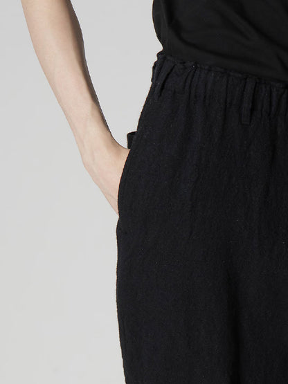 【Y's for men - ワイズフォーメン】"Y's for men × MASSES" SHRINK SERGE WAIST ELASTIC PANTS(パンツ/ブラック)