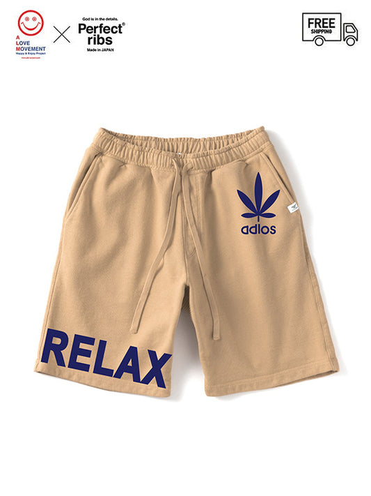 【Perfect ribs® × ALM】(adios & RELAX) Sweat Short Pants / Light Brown
