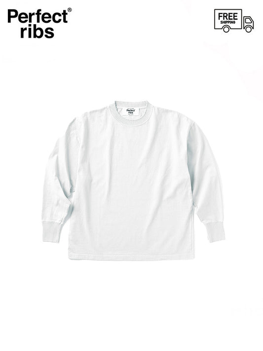 【Perfect ribs® - パーフェクトリブス】Side Slit Long Sleeve T Shirts / White (Tシャツ/ホワイト)