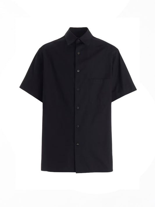 【Y's for men-ワイズフォーメン】80/2 BROAD STANDARD SHORT SLEEVE BIG SHIRT (半袖シャツ/ブラック)