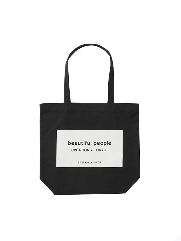 【beautiful people - ビューティフルピープル】SDGs name tag tote bag / BLACK（バッグ/ブラック)