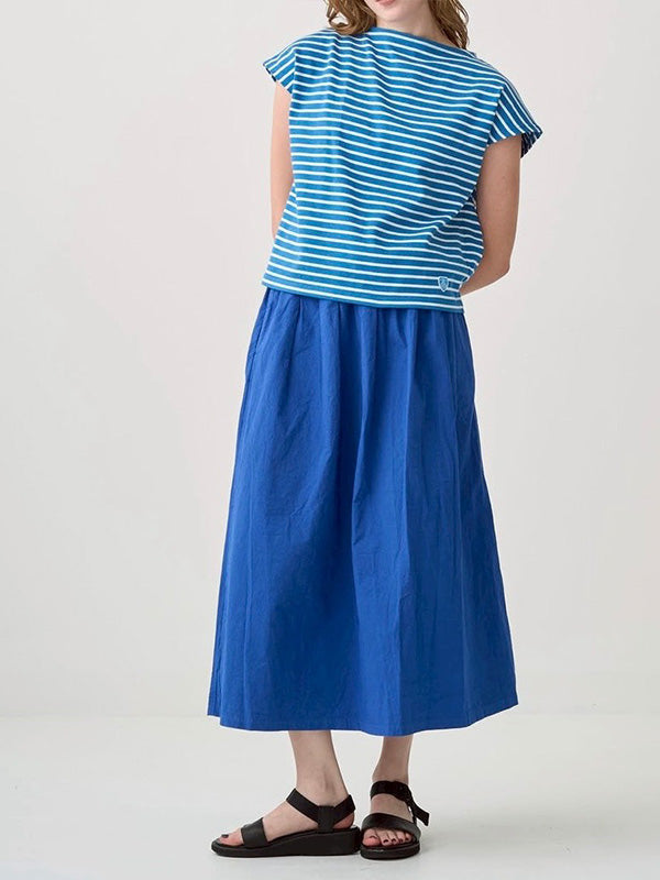 【ORCIVAL - オーシバル】Women's Garment Dye Poplin A-line Easy Skirt / OCEAN BLUE (スカート/ブルー)