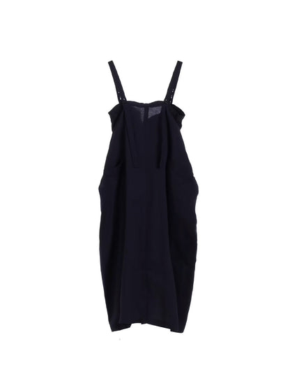 【Y's - ワイズ】Y's BORN PRODUT THIN COTTON TWILL ASYMMETERIC SHOULDER STRAP DRESS /NAVY(ドレス/ネイビー)