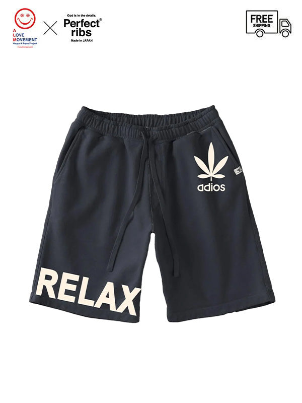 【Perfect ribs®×ALM】(adios & RELAX) Sweat Short Pants / Vintage Black(ショーツ)