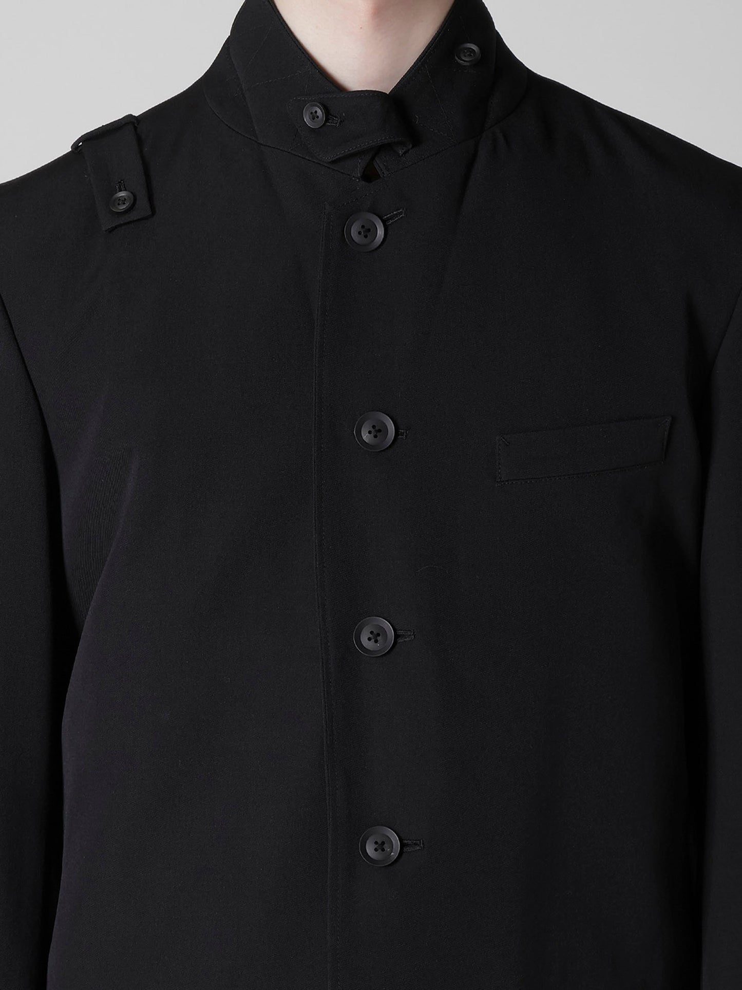 【Yohji Yamamoto POUR HOMME - ヨウジヤマモト プールオム】REGULATION GABARDINE 5BUTTONS JACKET（ジャケット/ ブラック)