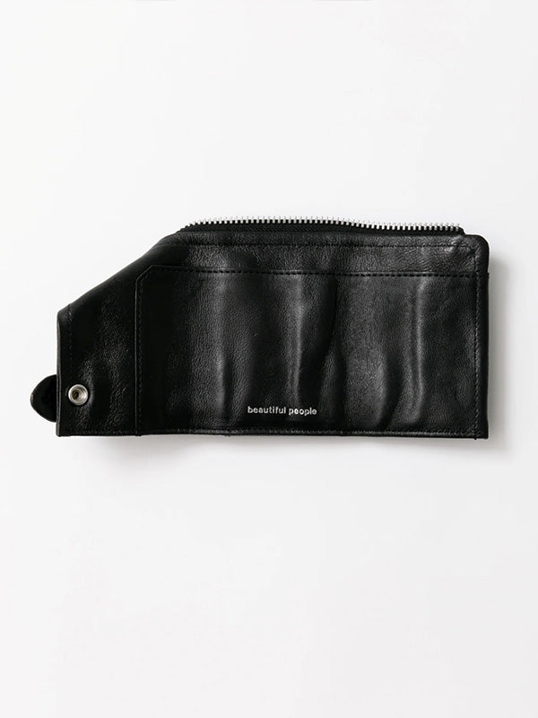 【beautiful people - ビューティフルピープル】riders petit wallet / BLACK（ウォレット/ブラック)